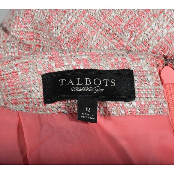 Talbots Pink Ribbon Tweed Office Knee Length Pencil Straight Skirt Sz 12 - Picture 3 of 3